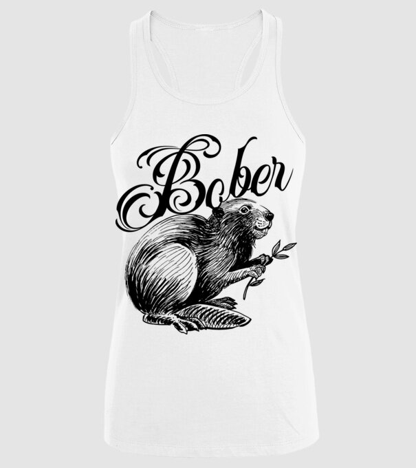 Vintage Bober model alb pe tricou