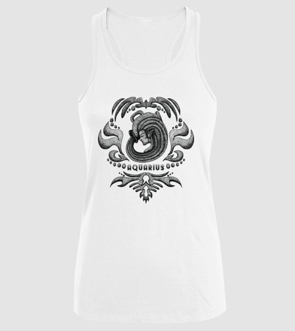 Vintage zodiac aquarius model alb pe tricou