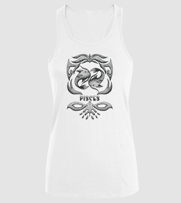 Vintage zodiac pisces model alb pe tricou