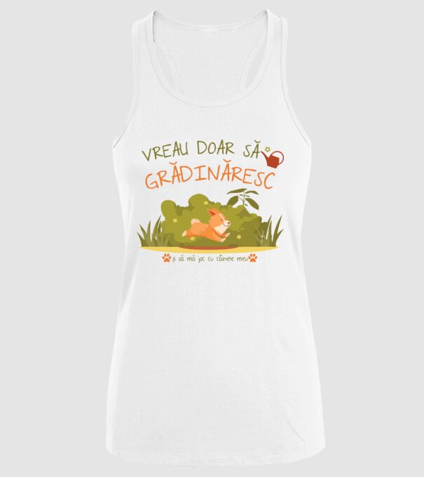 vreau doar să grădinăresc model alb pe tricou