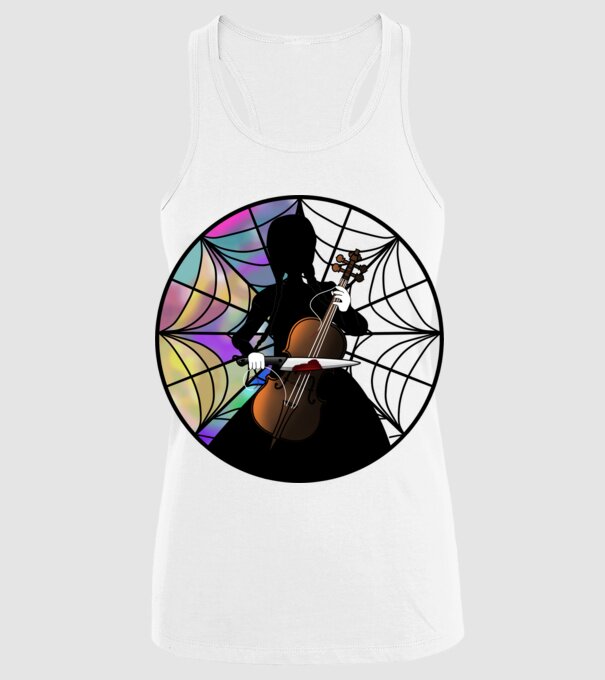 Wednesday Addams Cello - Enid room model alb pe tricou