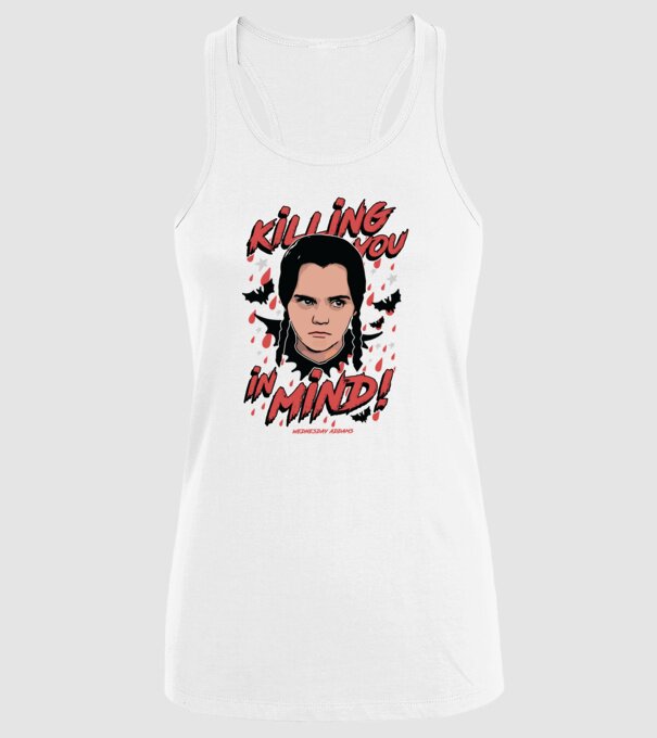WEDNESDAY Killing You in my mind model alb pe tricou