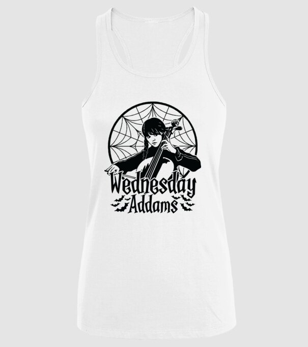Wednesday Window model alb pe tricou