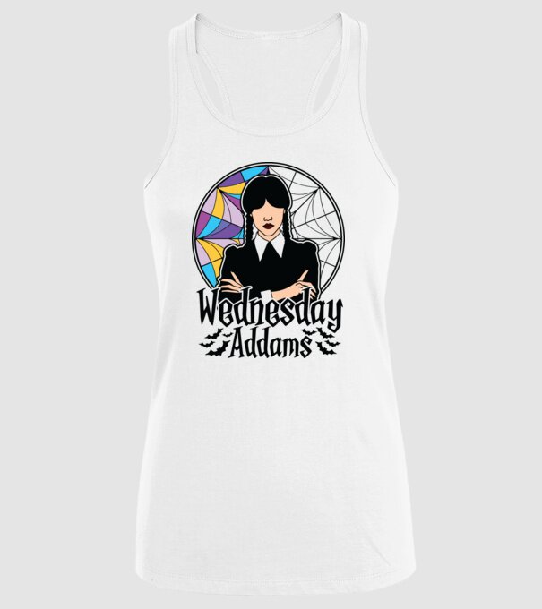 Wednesday Window colorful model alb pe tricou
