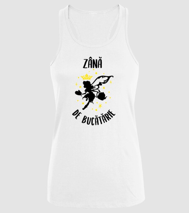 zână de bucătărie model alb pe tricou