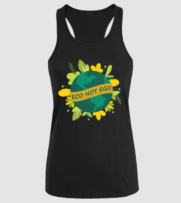 ECO NOT EGO model negru pe tricou