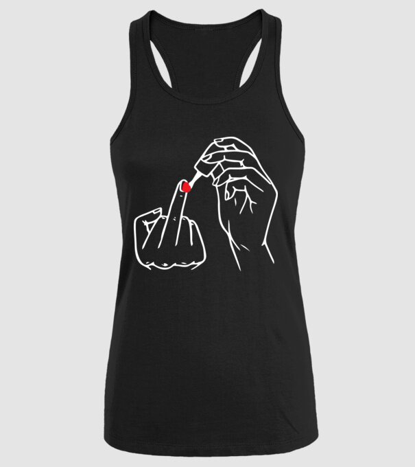 Nail polish Fuck U model negru pe tricou