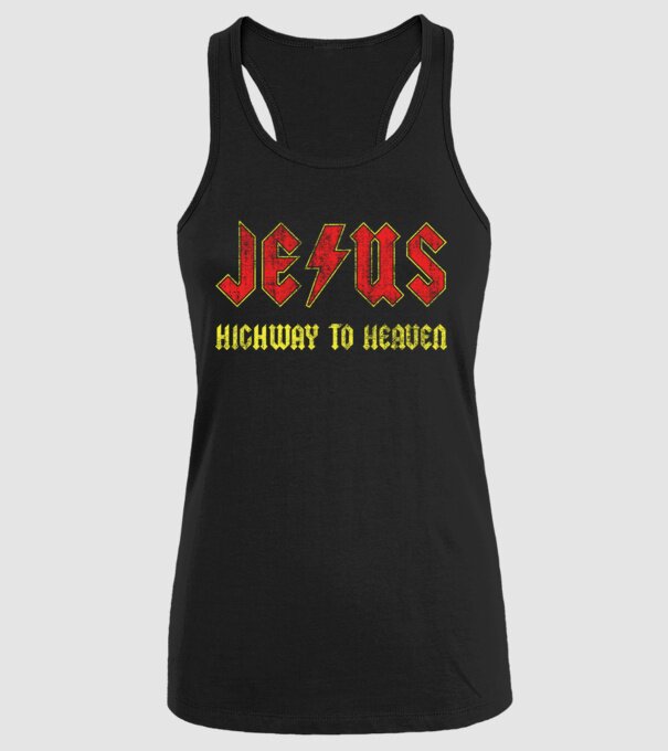 JESUS HIGHWAY TO HEAVEN model negru pe tricou