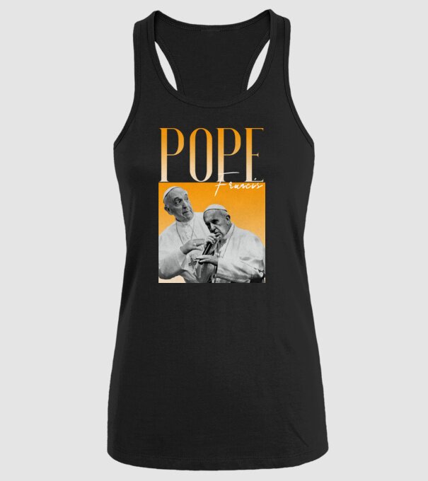 Pope Frances 90s poster model negru pe tricou