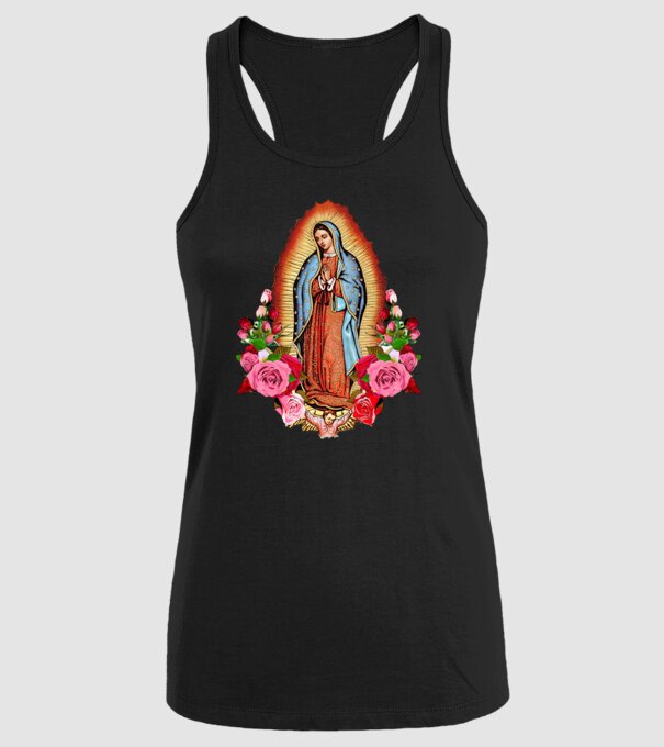 Fecioara Maria model negru pe tricou
