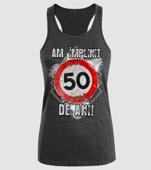 Am împlinit 50 de ani! model negru pe tricou