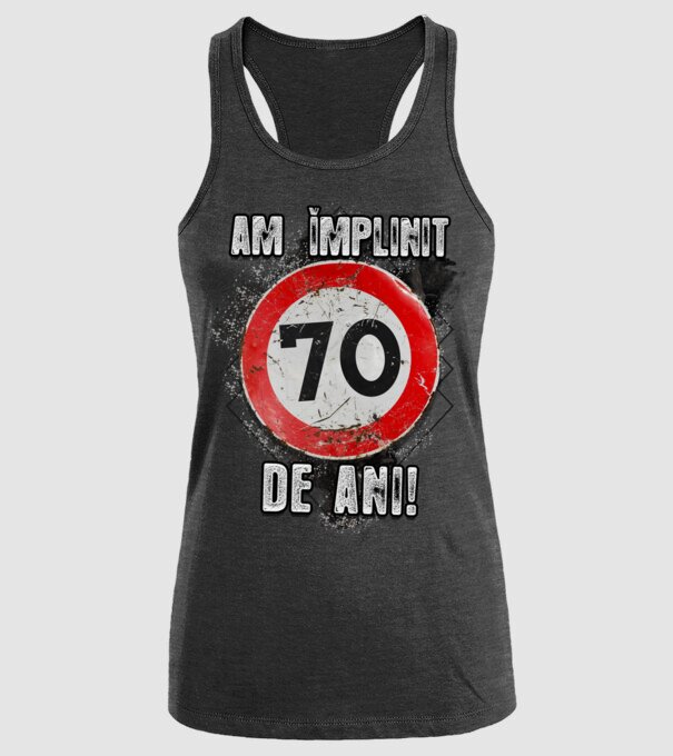 Am împlinit 70 de ani! model negru pe tricou