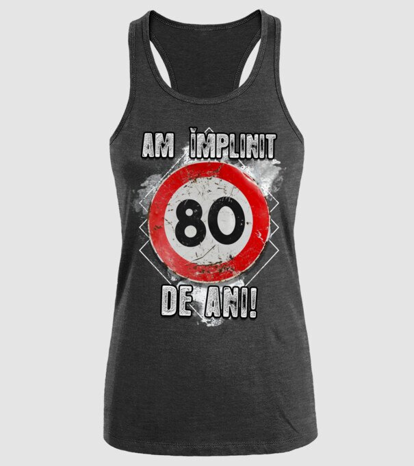 Am împlinit 80 de ani! model negru pe tricou