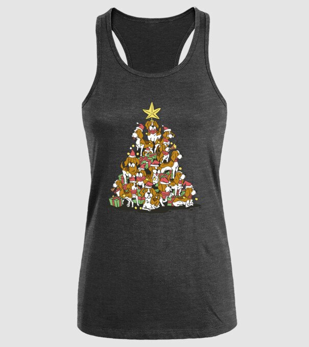beagle christmas tree model negru pe tricou