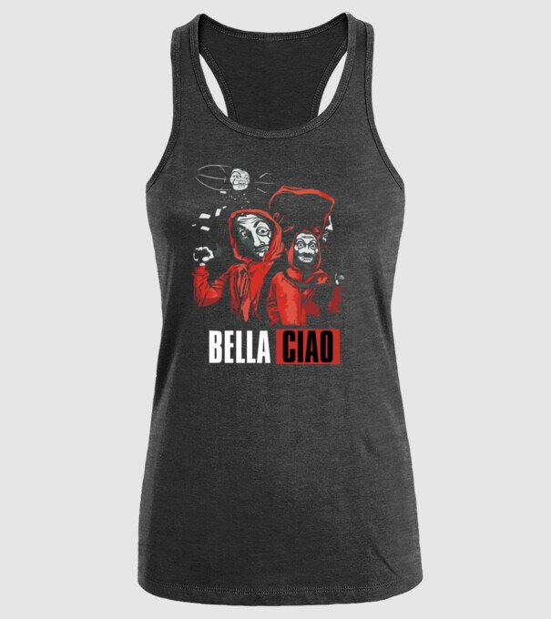 bella ciao money heist model negru pe tricou