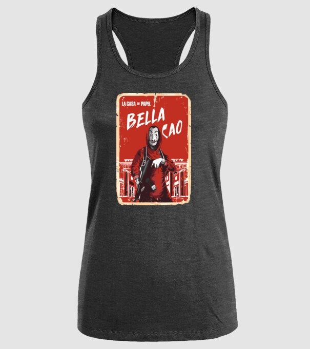 bella ciao poster retro model negru pe tricou
