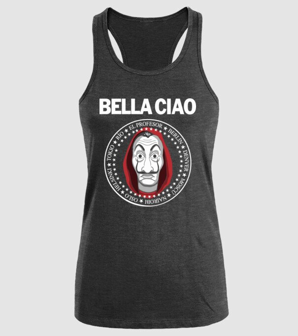 bella ciao stroke white model negru pe tricou
