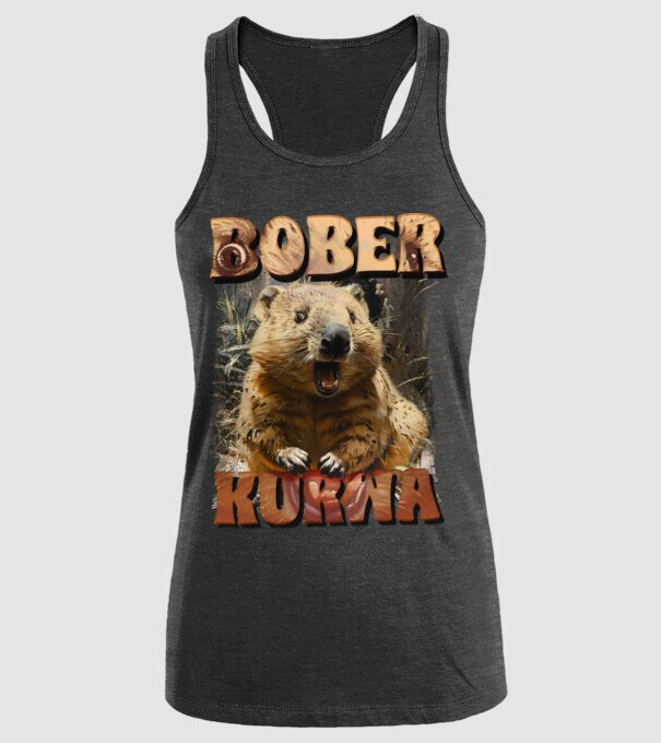 BOBER wombat model negru pe tricou