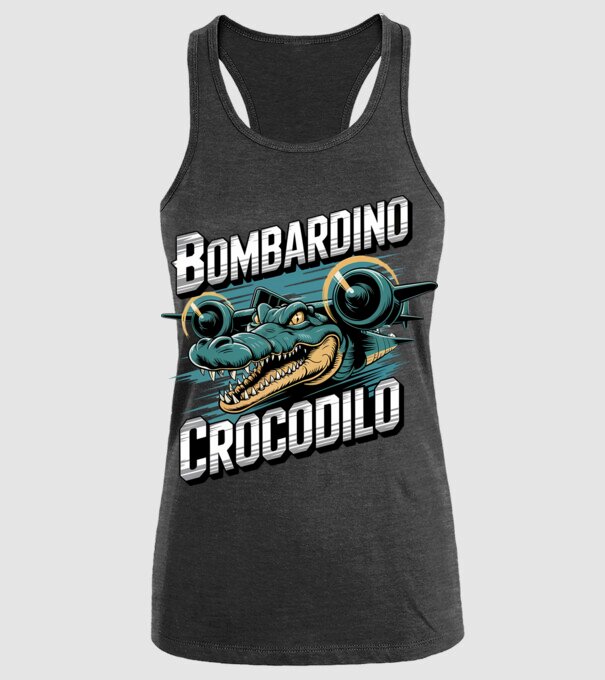Bombardino Crocodilo 2 model negru pe tricou