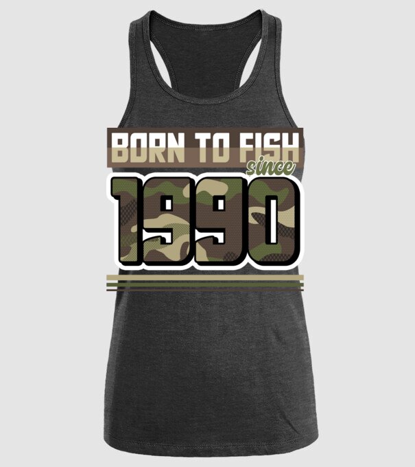 Born to fish since 1990 model negru pe tricou