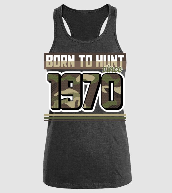 Born to hunt since 1970 model negru pe tricou