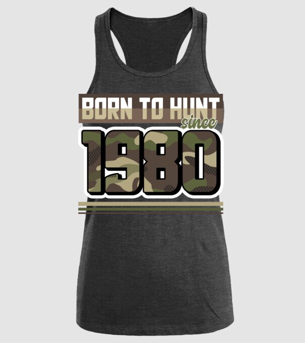 Born to hunt since 1980 model negru pe tricou