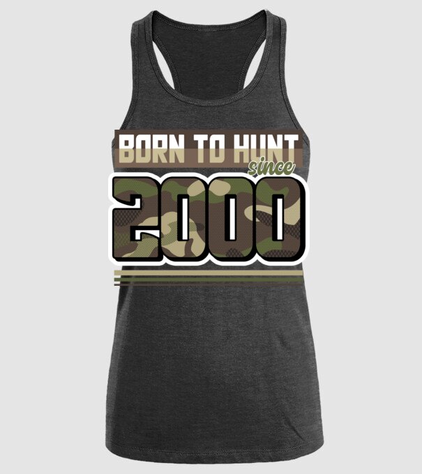 Born to hunt since 2000 model negru pe tricou