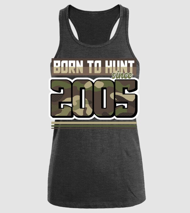 Born to hunt since 2005 model negru pe tricou