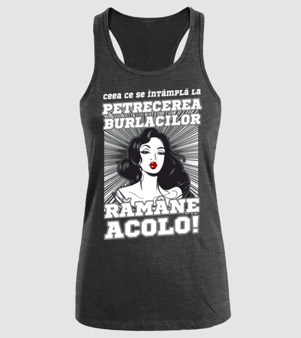 Ceea ce se întâmplă la petrecerea burlacilor rămâne acolo model negru pe tricou