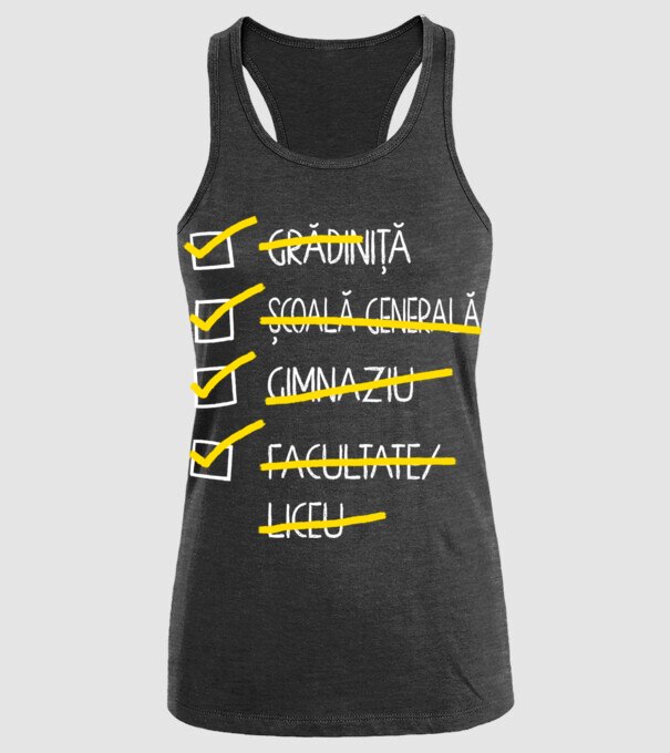 Cheklist educație - Facultate negru model negru pe tricou