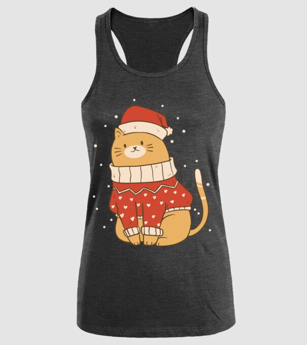 Christmas cat model negru pe tricou
