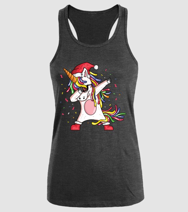 Christmas unicorn dab model negru pe tricou