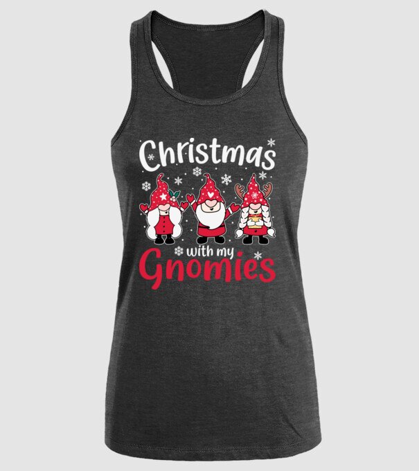 Christmas with my gnomies model negru pe tricou