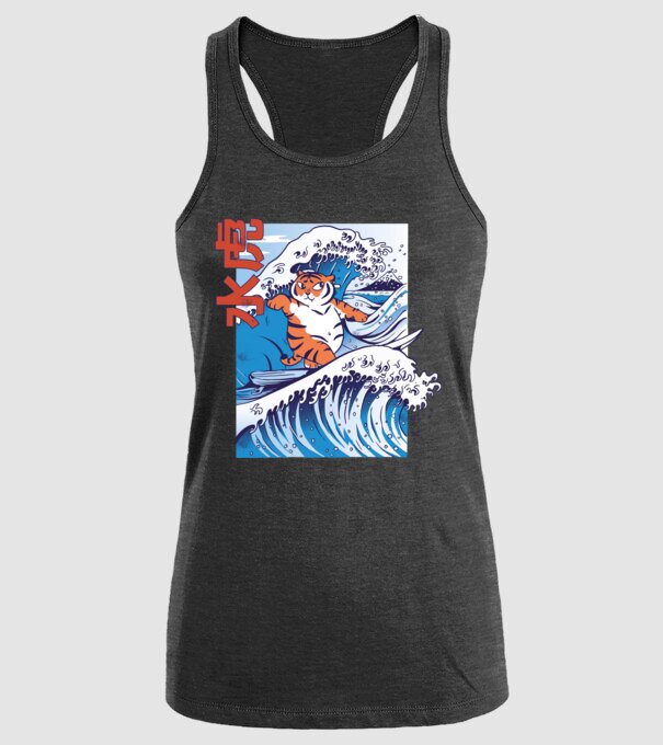 Chubby Surfer Tiger model negru pe tricou