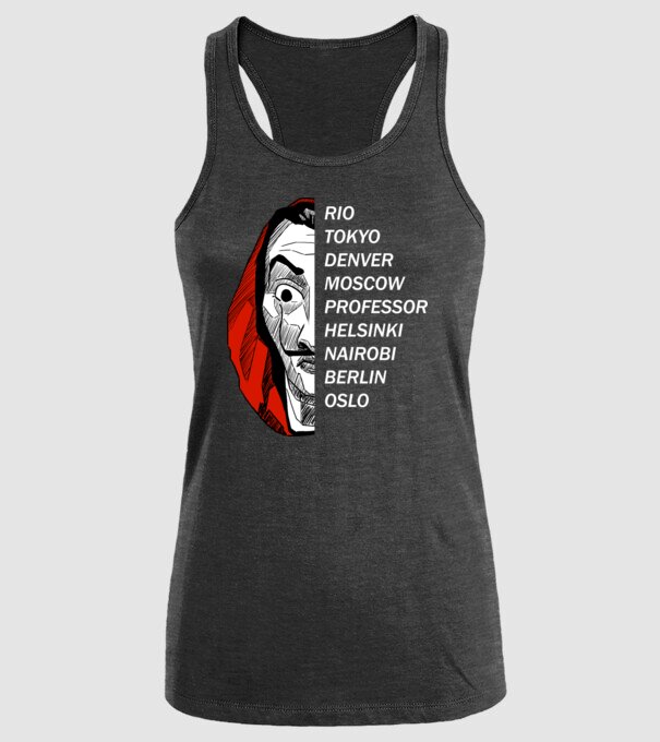 classic logo money heist model negru pe tricou