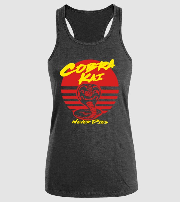 cobra kai sunset logo model negru pe tricou