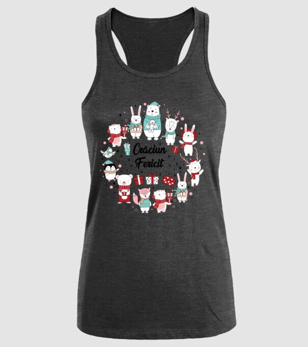 Crăciun Fericit model negru pe tricou