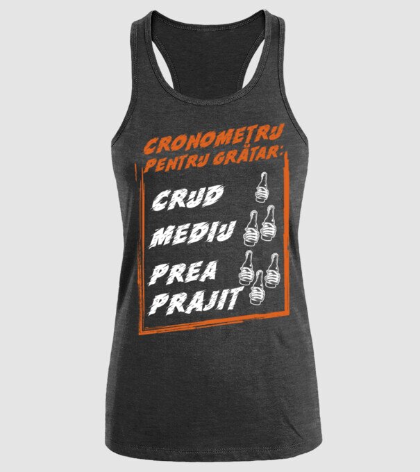 cronometru pentru grătar: crud, mediu, prea prăjit model negru pe tricou