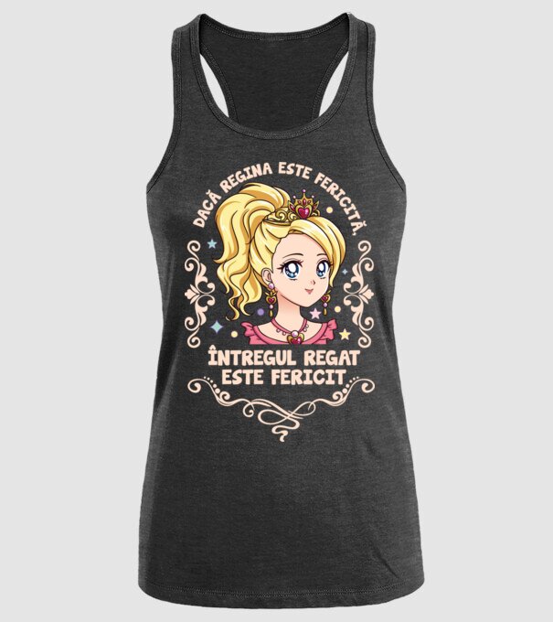 Dacă regina este fericită, întregul regat este fericit. model negru pe tricou
