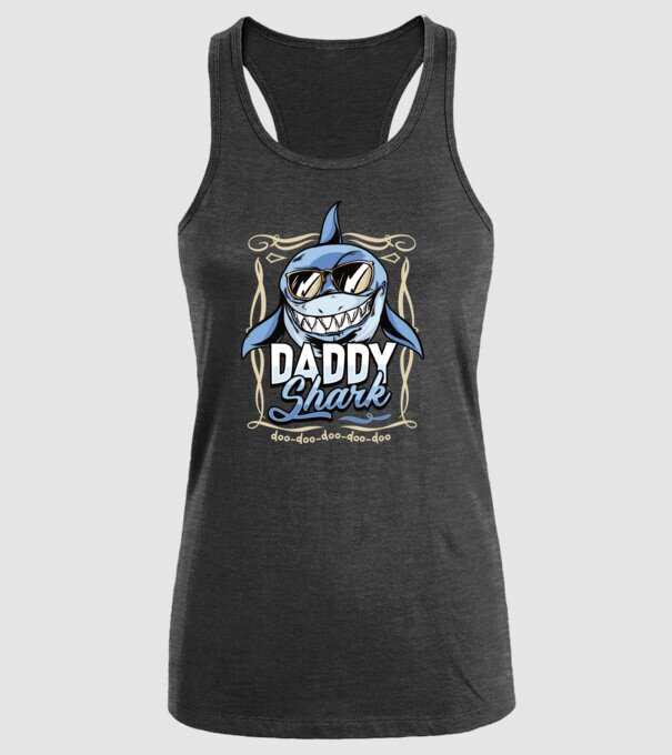 Daddy Shark model negru pe tricou