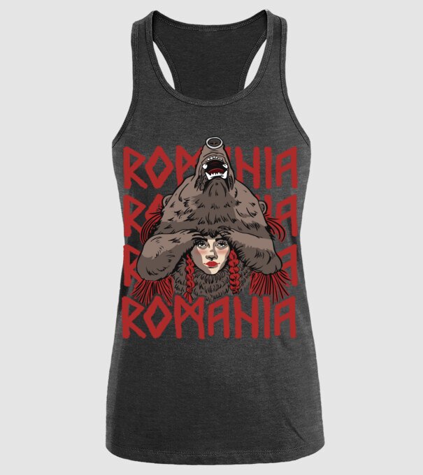 Dansul Ursului romania model negru pe tricou