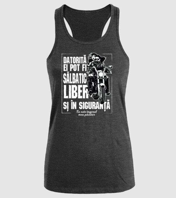 datorită ei pot fi sălbatic, liber și în siguranță - ea este îngerul meu păzitor model negru pe tricou