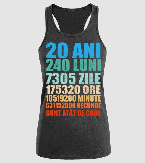 De 20 ani - luni - zile - ore - minute - secunde - sunt atât de cool model negru pe tricou