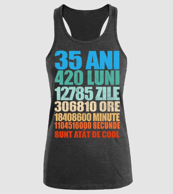 De 35 ani - luni - zile - ore - minute - secunde - sunt atât de cool model negru pe tricou