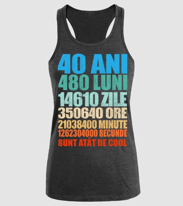 De 40 ani - luni - zile - ore - minute - secunde - sunt atât de cool model negru pe tricou