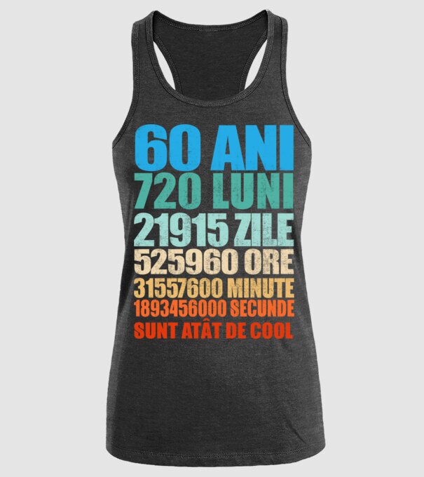 De 60 ani - luni - zile - ore - minute - secunde - sunt atât de cool model negru pe tricou