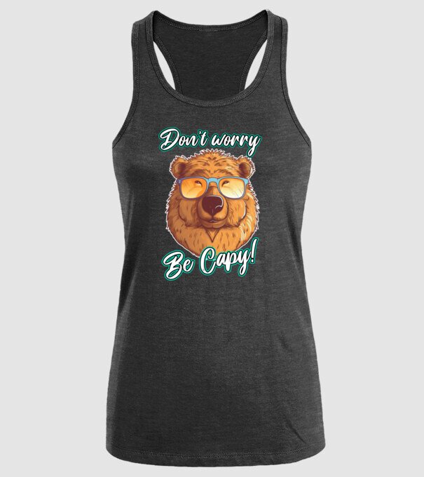Don't worry be Capy model negru pe tricou