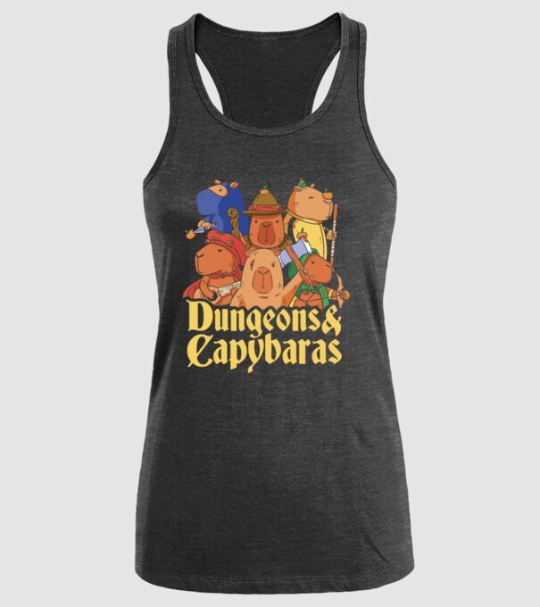 Dungeons and Capybaras model negru pe tricou