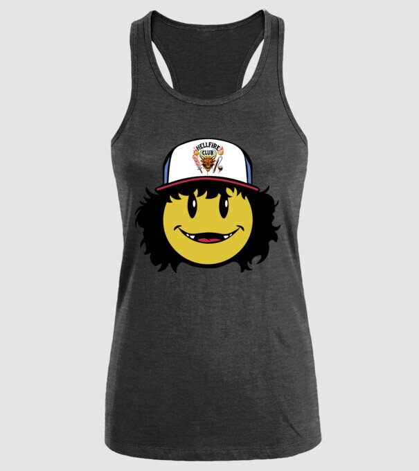 dustinhappyface model negru pe tricou