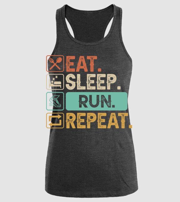 Eat Sleep Run Repeat model negru pe tricou